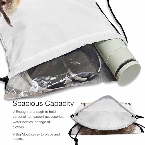 Funny Raccoon Draw String Back Bag Showing a Rock Gesture White Background Gym Backpack Basketball Bag Backpack 14x16.9 Inch4