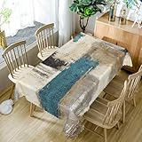 TTQYFNM 54x78inches Modern Abstract Art Tablecloth Blue Brown Grey Oil Painting Texture Rectangle Table Cloth Stain Resistant and Waterproof Table Cover for Kitchen Dining Room Patio Cafe Home Decor