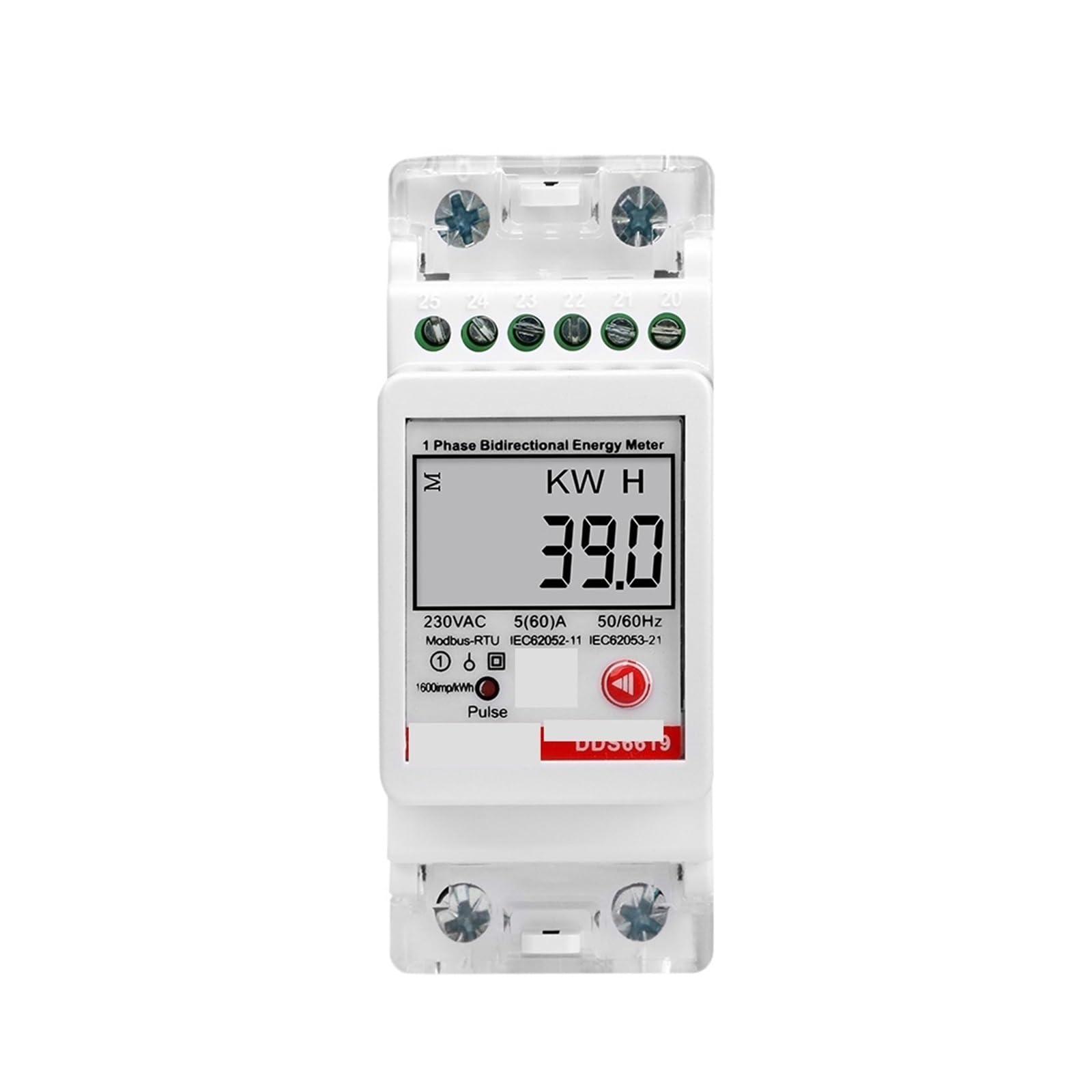 TBZOQAID Single Phase AC 230V 60A Electricity Energy Meter RS485 Current Voltage Power Measurement 2P Solar PV