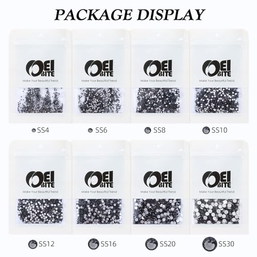 Image of Gray Flatback Rhinestones, Glass Rhinestones for Nail Art and Craft, Glue Fix, Loose Crystal Gemstones(Gray, SS16, 1440pcs, 3.8-4.0mm)