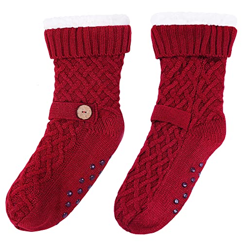Image of Chassic Sherpa Lined Slipper Socks for Women, Non-Slip Cozy Winter House Socks, Soft Fuzzy Socks, Christmas Gifts for Women & Ladies Stocking Stuffers