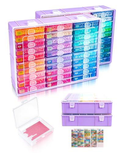 Image of Diamond Art Trays with Lids, 60PCS Diamond Painting Storage, Purple