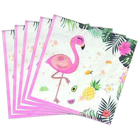 WERNNSAI Flamingo Partyzubehör - 50 STÜCK Party Mittagessen Servietten Hawaiian Luau Tropische Thema Party Rosa Papier Servietten für Baby Shower Geburtstag Hochzeit Schwimmbad Tee Party Cover
