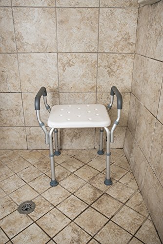 Essential Medical Molded Shower Bench with Arms (No-Back)