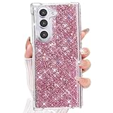 AuroiCYY for Samsung Galaxy Z Fold 7 Glitter Case, Shining Sparkle Cute Bling Shockproof Protective Soft TPU Bumper Hard PC Back Phone Cover for Women Girls for Samsung Galaxy Z Fold 7 5G (Pink)