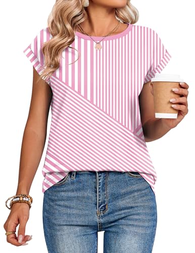Image of Zeagoo Womens Tops Summer Casual Cap Sleeve Tshirts Shirts Business Dressy Spring Fashion Outfits Trendy Clothes