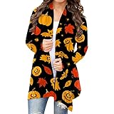 Disfraz de Halloween para mujer y mujer, bolero festivo, elegante cárdigan, estampado de Halloween, cárdigan fino, abrigo de punto ligero, largo abierto, bolero, Outwear, amarillo, L