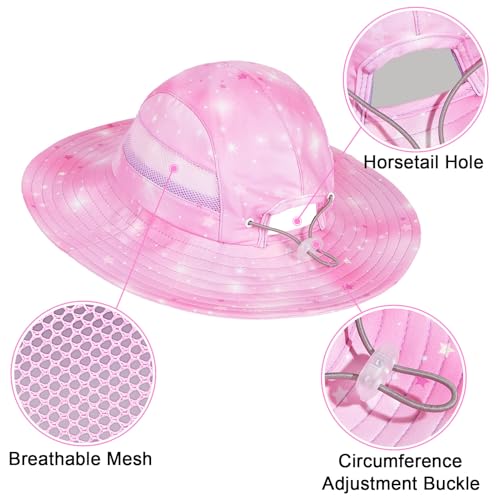 Image of Kids Sun Hat for Toddler Girls Unicorn Bucket Hats UV Protection Summer Hat for Kids Wide Brim Fishing Hat 2-8 Years