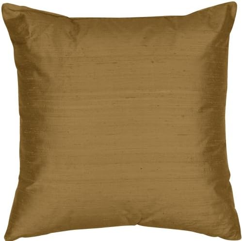 Custom Silk Creations - Luxury - Decorative Designer Knit Backed Stain & UV Protected 18"x18" Silk Dupioni Square Pillow - 5 Sizes Available - Fabric Pattern: Light Olive