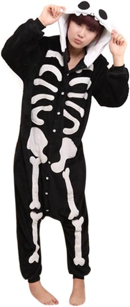 Hee Grand Unisex Animal Flannel Hoodie Pajamas Chinese S Skeleton
