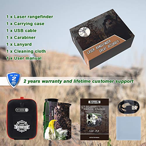 Anyork Hunting Rangefinder with Rechargeable Battery, 1000 Yards Laser Range Finder for Bow Hunting, 6X Magnification Archery Rangefinder with Scan Distance Angle, Carrying Case - Thumbnail 7
