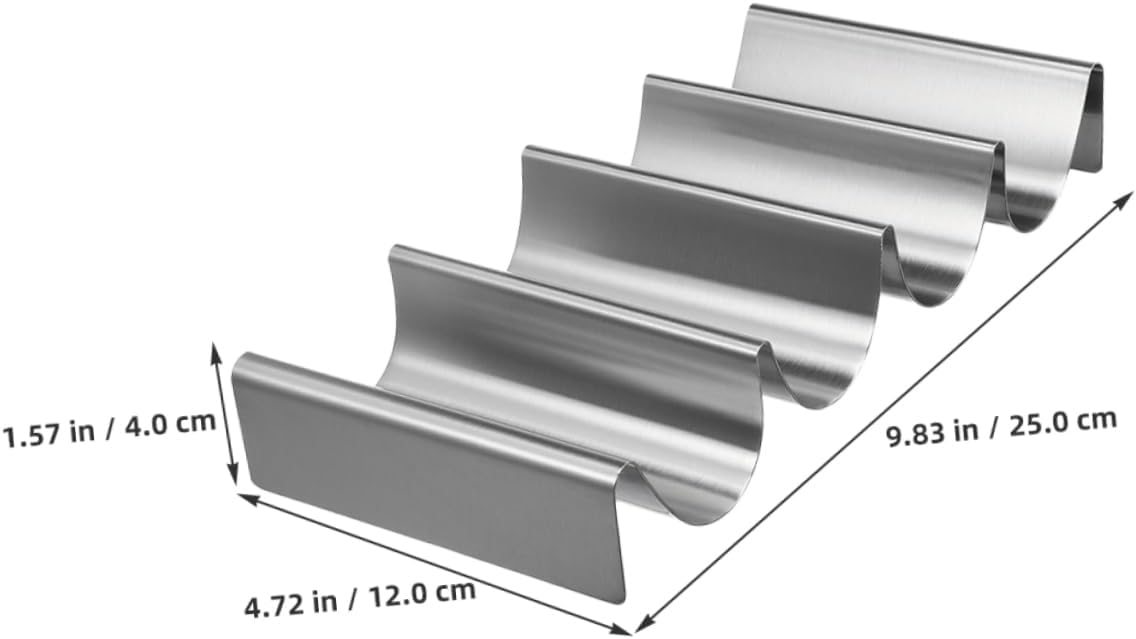 2pc Stainless Steel Taco Holder Rack for Tortillas, Silver
