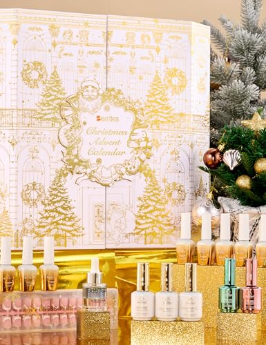 Image of beetles Gel Polish Gilded Boutique Advent Calendar - 24 Luxury Days of Gel Nail Polish Colors, Premium Gifts Box with Cat Eye Gel, Nail Care Tools & Mini UV Lamp for Women Holiday Gifting