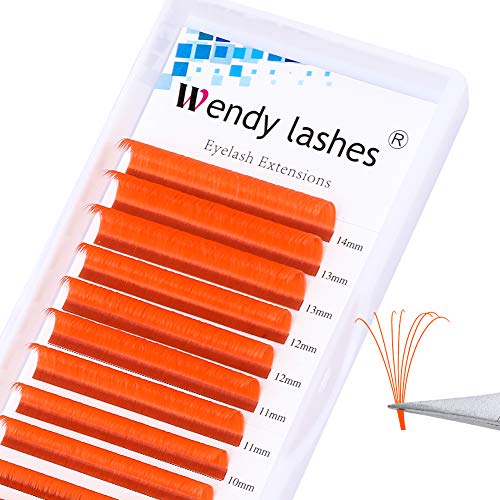 Eyelash Extension 0.07Mm Volume Lash Extensions C/D Curl Orange Easy Fan Rapid Blooming Lashes 3D 4D 6D 10D 20D Lash Extensions By Wendy Lashes(Orange 0.07-D, 8-14Mm) #TOP10
