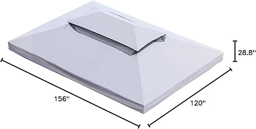 Miniatura 9 de Grand Patio Toldo de repuesto para cenador de 10 x 13 pies, toldo de poliéster PA de doble nivel, resistente al agua, anti-UV, parasol con malla