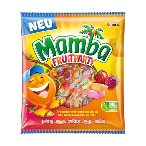 Mamba Fruitparty – 1 x 290 g – Leckere Kaubonbons in fünf fruchtigen Geschmacksrichtungen – Süßigkeiten Mix einzeln verpackt und ideal zum Teilen