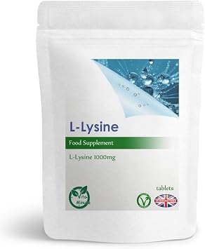 L-Lysine 1000mg Tablets Essential Amino Acid, Cold Sores, Shingles, UK Pack of 180