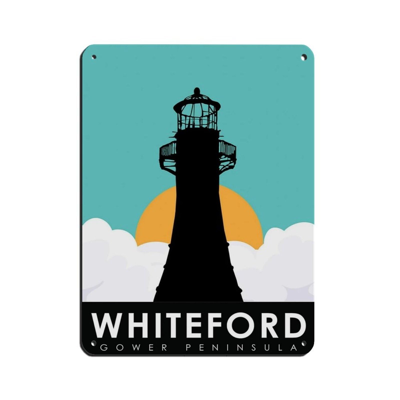 Whiteford Travel Poster, Colorful Wales Travel Retro Poster Metal Tin Sign Chic Art Retro Iron Painting Bar People Cave Cafe Family Garage Poster Wall Decoration 12x16inch(30x40cm)