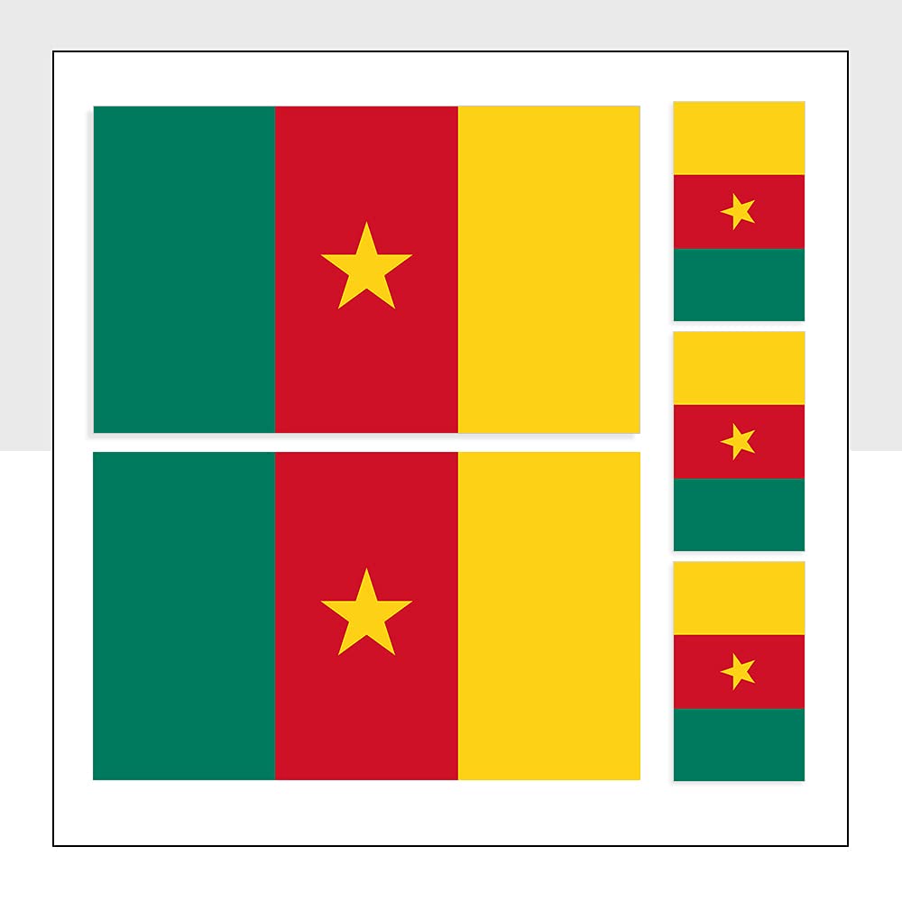 Cameroon Flag Stickers Waterproof CMR Labels for Laptop Bike Helmet Car Packwith® #P1152 (5 Stickers Mixed Pack A)