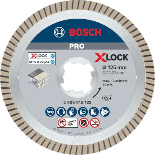 Bosch Professional Diamanttrennscheibe Best (für Keramik, X-LOCK, Extraclean Turbo, Ø125 mm, BohrungsØ: 22,23 mm), Ø 125 mm