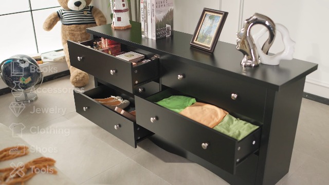 Amazon.com: Furniwell 6 Drawer Dresser for Bedroom, Wood Dresser Wide Storage Organizer for Living Room Hallway Closets (Dark Black) : Home & Kitchen Amazon.com: Furniwell 6 Drawer Dresser for Bedroom, Wood Dresser Wide Storage Organizer for Living Room Hallway Closets (Dark Black) : Home & Kitchen