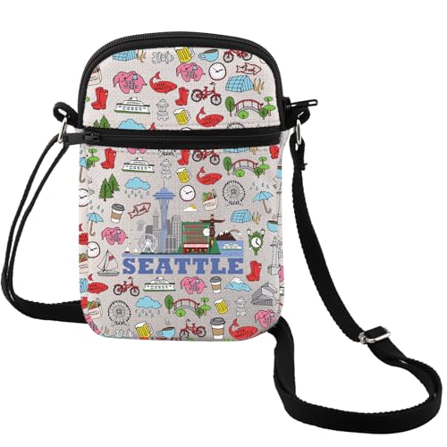 MEIKIUP Seattle Travel Makeup Bag Seattle Gift Seattle Landmarks Zipper Pouch Bag Seattle Souvenir for Seattle Traveller (Seattle CB)