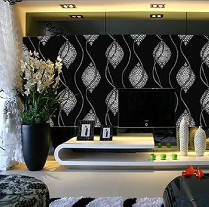 Black White Glitter Wall Paper Roll Metallic Silver Black Abstract Wallpaper Modern Living Room Background Wall Wallpaper Amazon Co Uk Baby Products