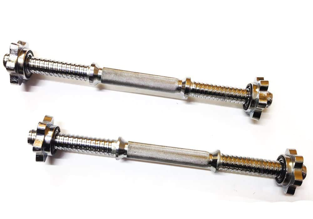 FXR Sports 2 x 16" (40cm) Steel Chrome Spinlock Dumbbell Barbell Bars & Collars