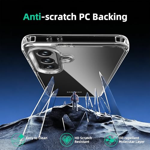 Image of ONES for Samsung Galaxy A56 5G / A36 5G Slim Case Clear, PC + TPU Hybrid, Military-Grade Drop Guard, Anti-Yellowing, Anti-Slip, Shockproof Silicone Hard Cover, Scratch Resistant, Transparent Case
