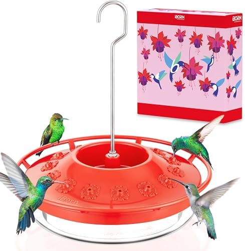 Best Saucer Hummingbird Feeder – Which One Will Attract More Birds? 5 iBorn Hummingbird Feeders for Outdoors Hanging,Bee Proof Hummingbird Feeder with 14 Feeding Ports,13 OZ Saucer Humming Bird Feeders with Ant Moat,Ant Proof No Leak,Easy to Clean and Refill,Red,1 Pack