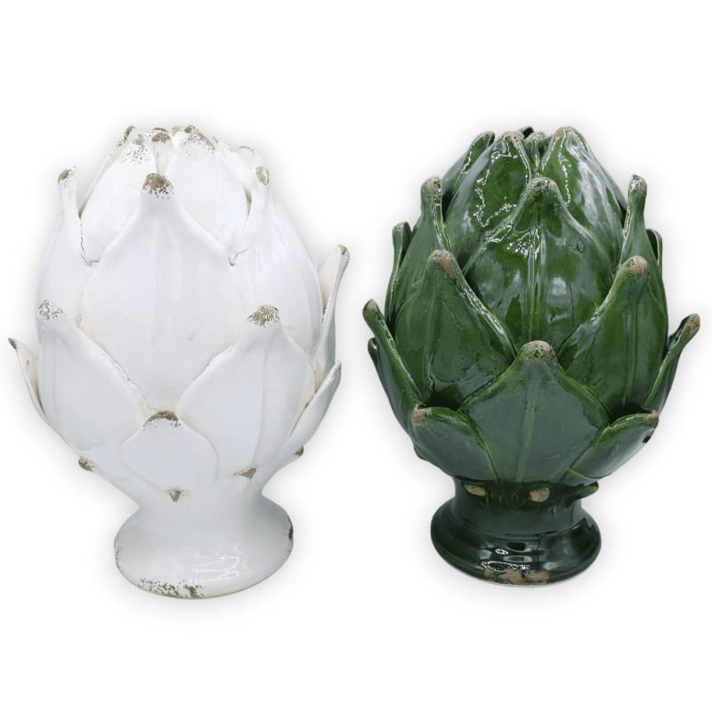 Artichaut en céramique artisanale vert 30 cm objet décoration intérieur design italie