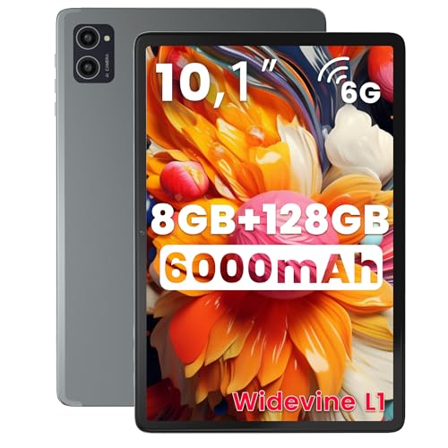 2025 Upgraded Android 14 Tablets, 10.1 inch Tablet Octa-core CPU with 8 Arm Cortex-A55 Processors 8GB RAM 128GB ROM IPS Touchscreen, Wi-Fi 6, BT 5.0, Dual Camera, 6000mAh Battery