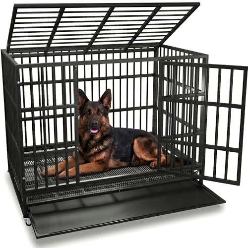 Oranland 48 Inch Heavy Duty Indestructible Dog Crate,Escape-Proof Dog Cage for High Anxiety Dogs,XL...