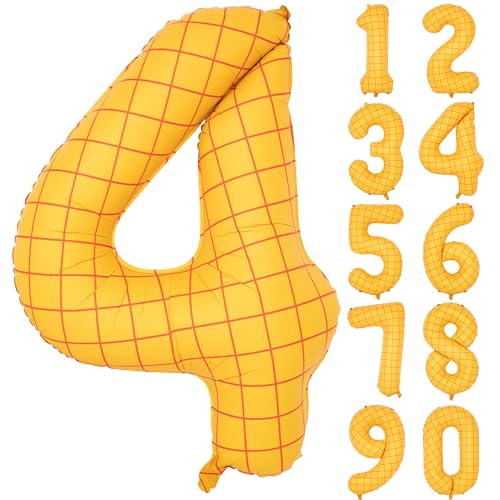 Image of 40 inch Matte Yellow Balloons Toy Inspired Story Theme party Supplies, Number Birthday Decoration, Cowboy Decorations Western, Cowgirl Party Balloon Digital 4