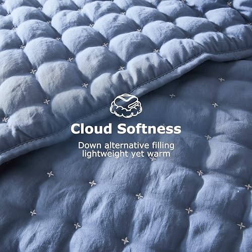 Image of WDCOZY Cloud Soft Quilt Set, Twin Size, Blue, 2 Pieces 68x90 inches