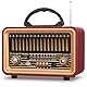 PRUNUS J-170 Bluetooth Radio Retro AM/FM/SW, Nostalgie Radio Klein mit 1800mAh Akku, Kofferradio Küchenradio mit lauter Sound, Unterstützt USB/TF/TWS Pairing, Einfaches Radios für Senioren.
