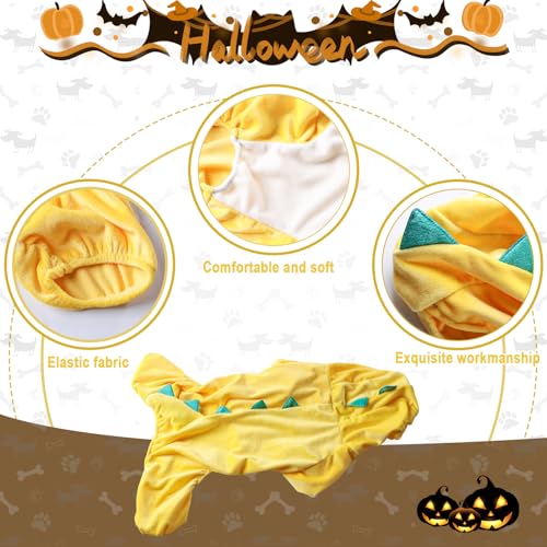 NACOCO Halloween Dog Dinosaur Costume - Pet Clothes Design Hoodie Yellow for Medium & Large Dog(Yellow, XS) - image 2