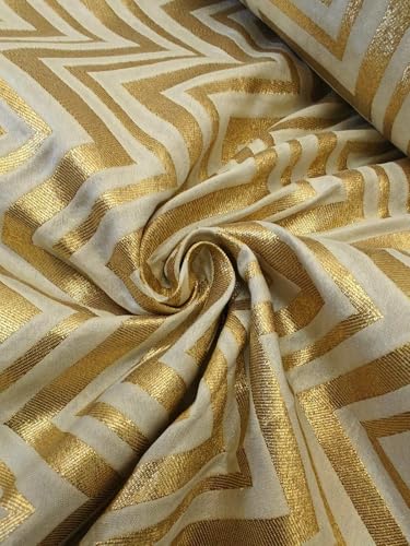 Tissu brocart de soie blanc et or jacquard haute couture pour robe de mariée de luxe