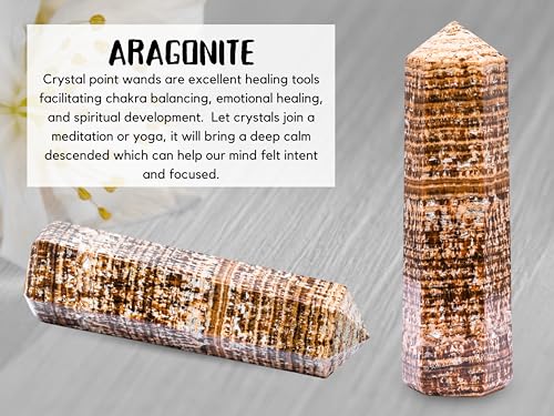 Image of Amazing Gemstone Large Aragonite Crystal Towers ~ Natural Healing Crystal Point Obelisk for Reiki Healing and Crystal Grid (5.5 inch to 6 inch Inch)