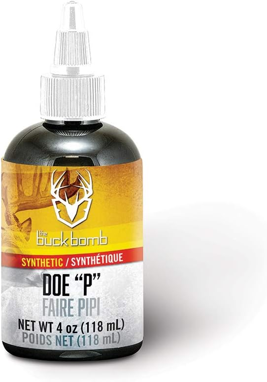 Hunters Specialties Buck Bomb Synthetic Doe P Liquid w/Wicks | Deer Buck Lure Hunting Post/Pre-Rut Scent Attractant for Hunting, 4 Oz (118 ml.)