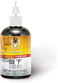Hunters Specialties Buck Bomb Synthetic Doe P Liquid w/Wicks | Deer Buck Lure Hunting Post/Pre-Rut Scent Attractant for Hunting, 4 Oz (118 ml.)
