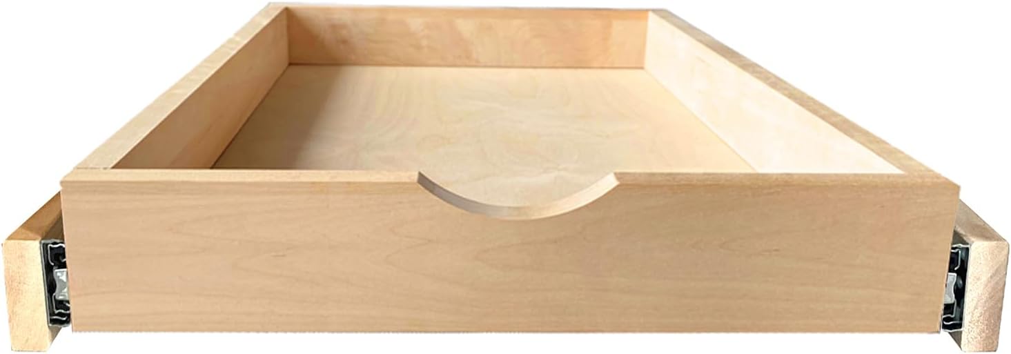 NS Soft Close Cabinet Drawer Wood Pull Out Tray Drawer Box Kitchen Cabinet Organizer Cabinet Slide Out Shelf Wooden Pull Out Shelf (No Assembly Required-12 W×21" D×3" H)