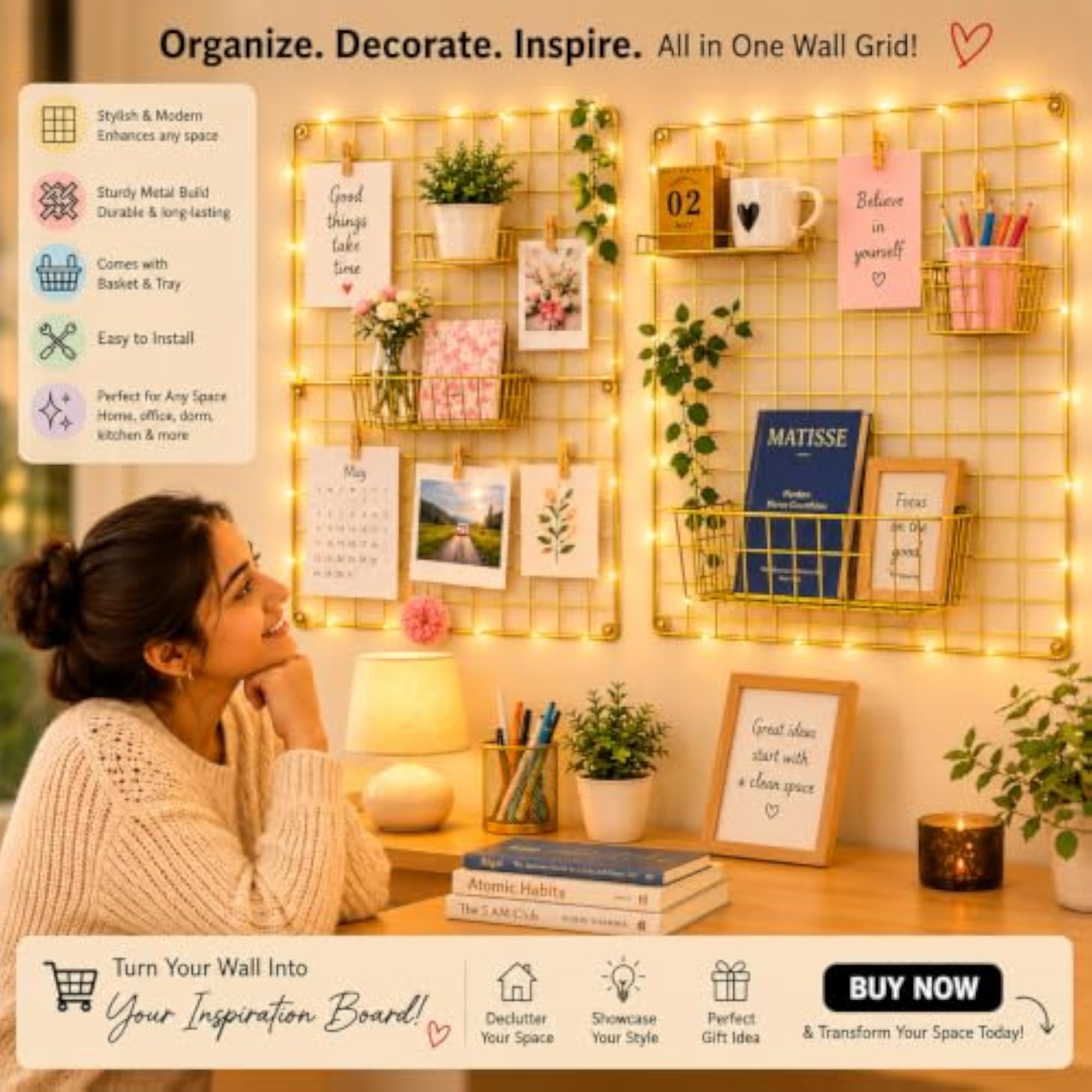 Decorative Wire Grid Panel for Wall Decoration