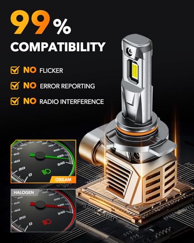 Image of OXILAM 9005 LED Light Bulbs, 13X Brighter 6500K Cool White, Anti-Flicker, 60000Hrs Lifespan, 9005 /HB3 LED Fog Light Compatible with Cars Trucks SUVs, Pack of 2
