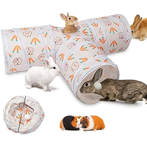 RANYPET Rabbit Tunnels and Tubes Collapsible Carrot Bunny Hideout Extra Large Small Animal Tunnel Toys for Dwarf Rabbits Bunny Guinea Pigs Kitty Cover