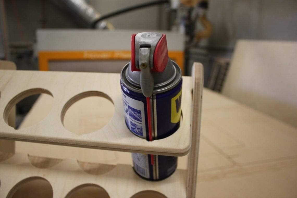 Spray Can Lube Holder Organization Storage Rack Wood Shelf Case Organizer (12 Slot)