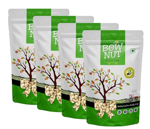 Image of Bownut Kaju (Cashew) 800 Grams (200 Grams X 4) for All Ages | High in Protein and Boosts Energy and Build Immunity | Healthy Nutritious Cashew Nut | Delicious Vegan & Crunchy Kaju Nut for Cooking and Raw Eating