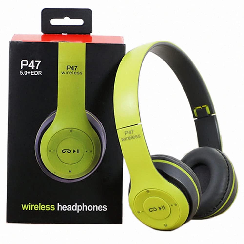 P47 icall Wireless Headphones Bluetooth 5.0 Over Ear Headphones Foldable Headset with Built-in Mic Lightweight Headset with Memory Card Support (Green)-image-14