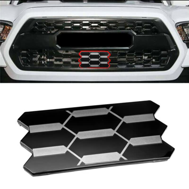Front Grille Garnish Sensor Cover Replacement for 2018 2019 2020 2021 2022 T-oyota T-acoma TRD PRO Black & Silver (Replaces Part # 53141-35060)