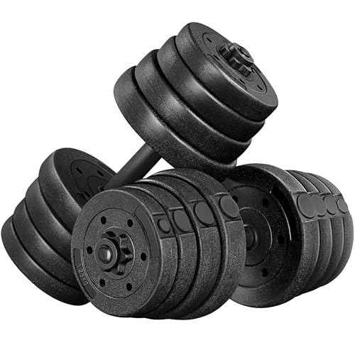 Yaheetech Mancuernas Ajustables 2x15 kg Pesos Fitness Entrenamiento con Barras de Acero y Discos Juego de Pesas Musculacion con Cerraduras de Estrella